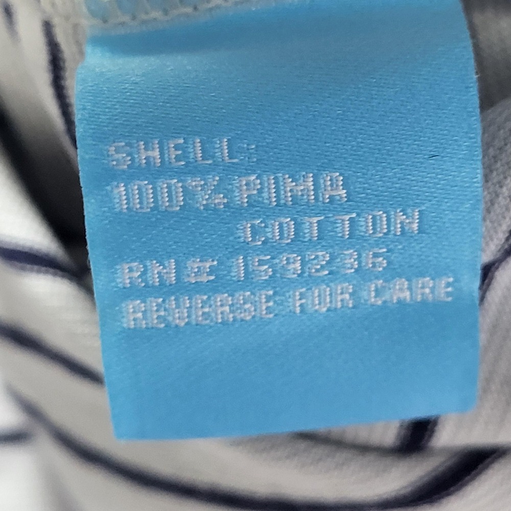 J McLaughlin Polo Shirt Mens XL White Navy Stripe Long Sleeve Pima Cotton Top - Picture 7 of 13
